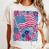 Boho American Flag Floral Comfort Colors® T-Shirt, 4th of July Shirt Women, Patriotic Flower Tee, Americana Aesthetic Shirt, Boho Tee
