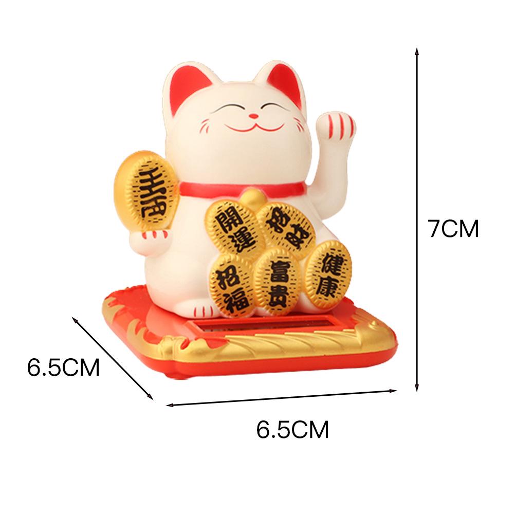 Solar Fortune Cat Ornament Automatic Waving Lucky Cat Car Decoration Cake Baking Decoration Automatic Hand Waving Fortune Cat