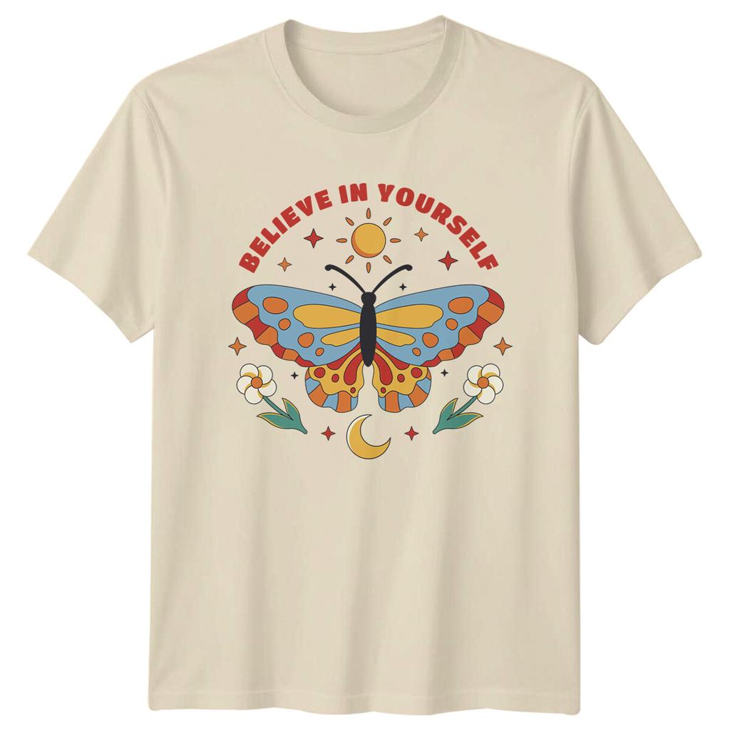 Believe In Yourself Butterfly Graphic Tee Unisexs TShirt Unisexs Top Unisex