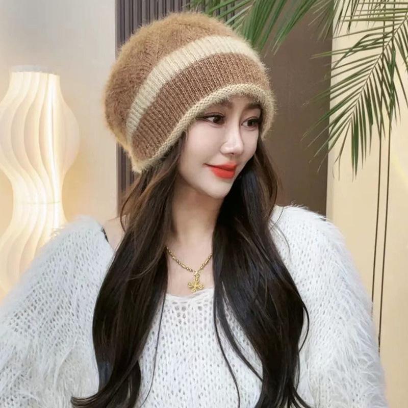 

Зимняя вязаная купольная шапка теплая, ветрозащитная, в стиле ретро хаки