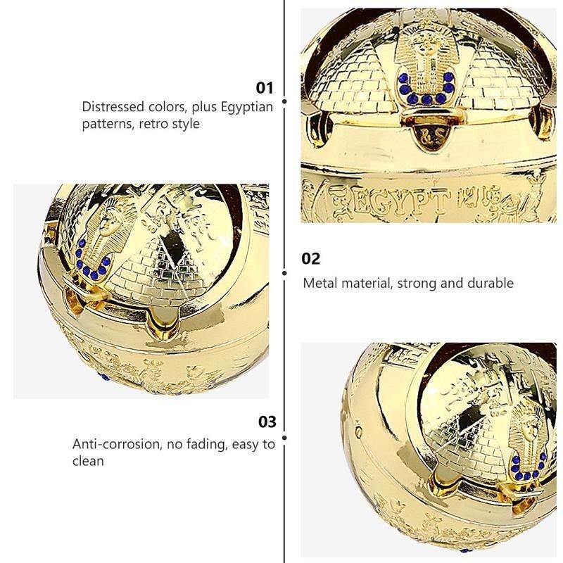 Creative Windproof Metal Ashtray With Lid For Cigar And Cigarettes 1Pc Durable Ash Tray