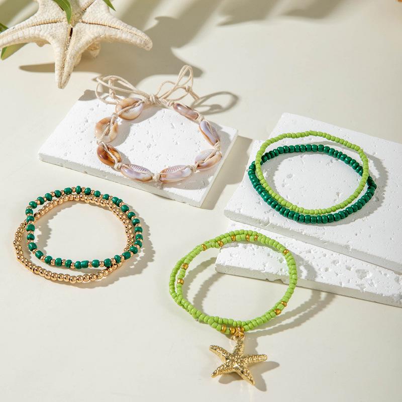 Bohemian Beach Resort Wind Multicolor Beaded Bracelet Summer Ocean Wind Starfish Resin Pendant Bracelet