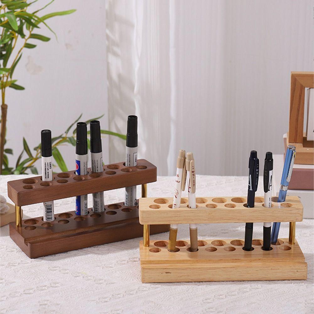 Creative Walnut Pens Holder 9/15 Slots Brush Display Case Toothbrush Holder  Storage Stand