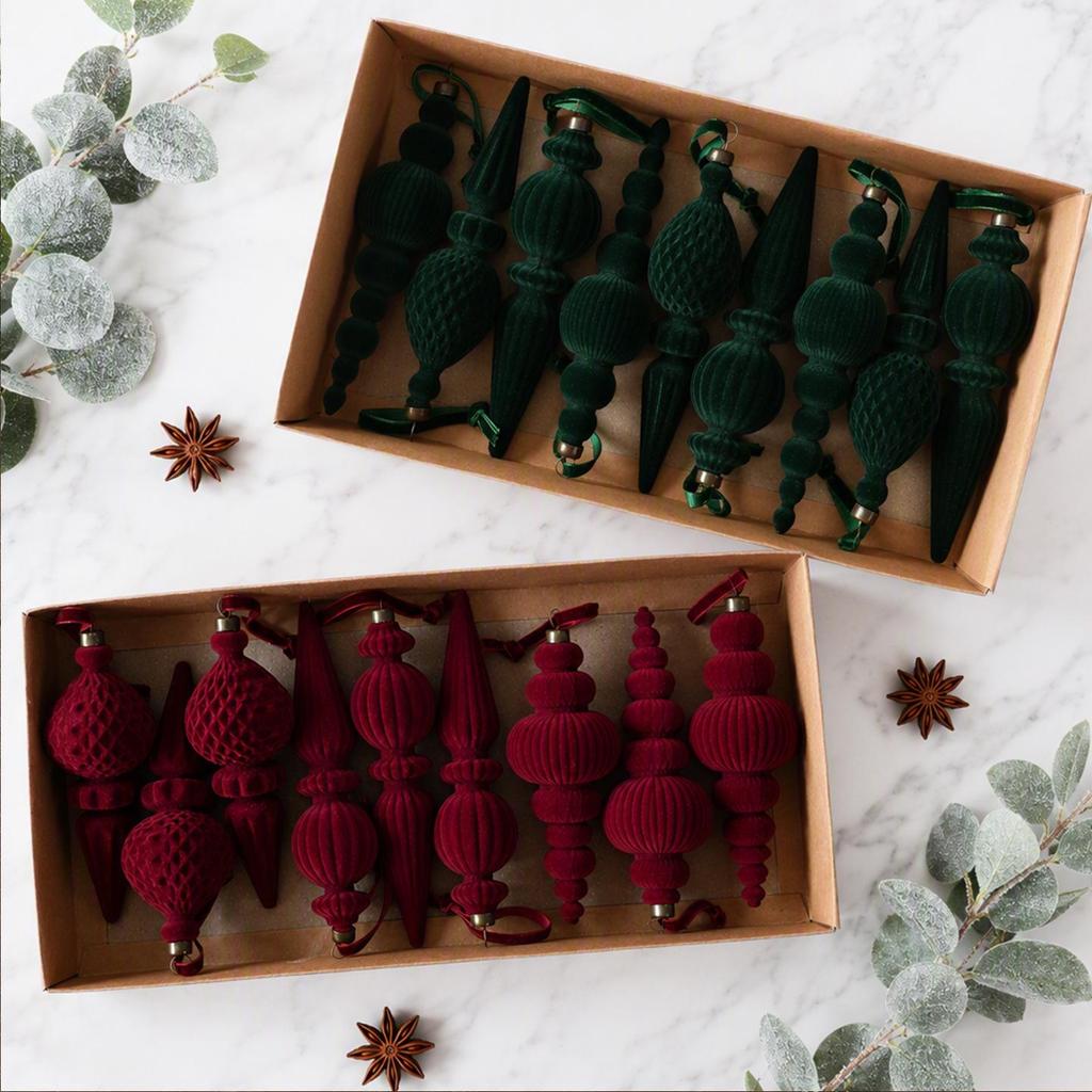 Creative Flocked Cone Christmas Tree Ornaments - Unique Decorative Pendants for Festive Decor