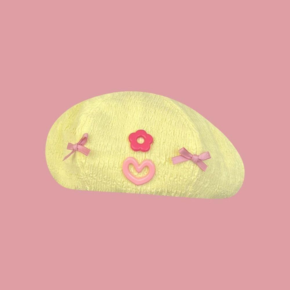 

Korean Style Bow Berets Cap Flower Painter Hat Japanese Style Pumpkin Hat Spring Summer рожевий червоний колір