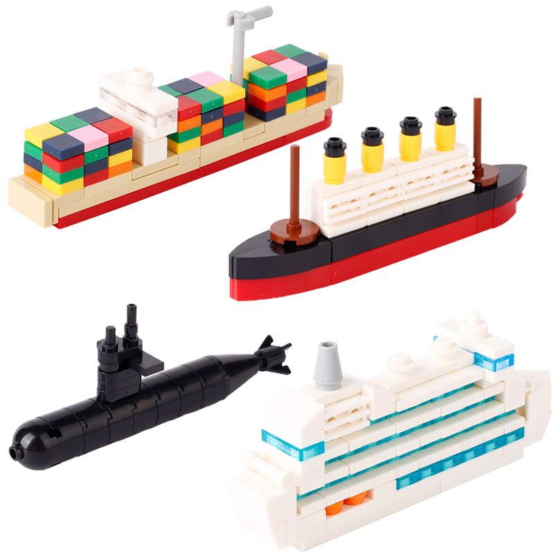MOC Bricks Toys Model DIY Children Titanic Cruise Ship Building Blocks Kits Submarine Freighter Assemble Kids Children Gift