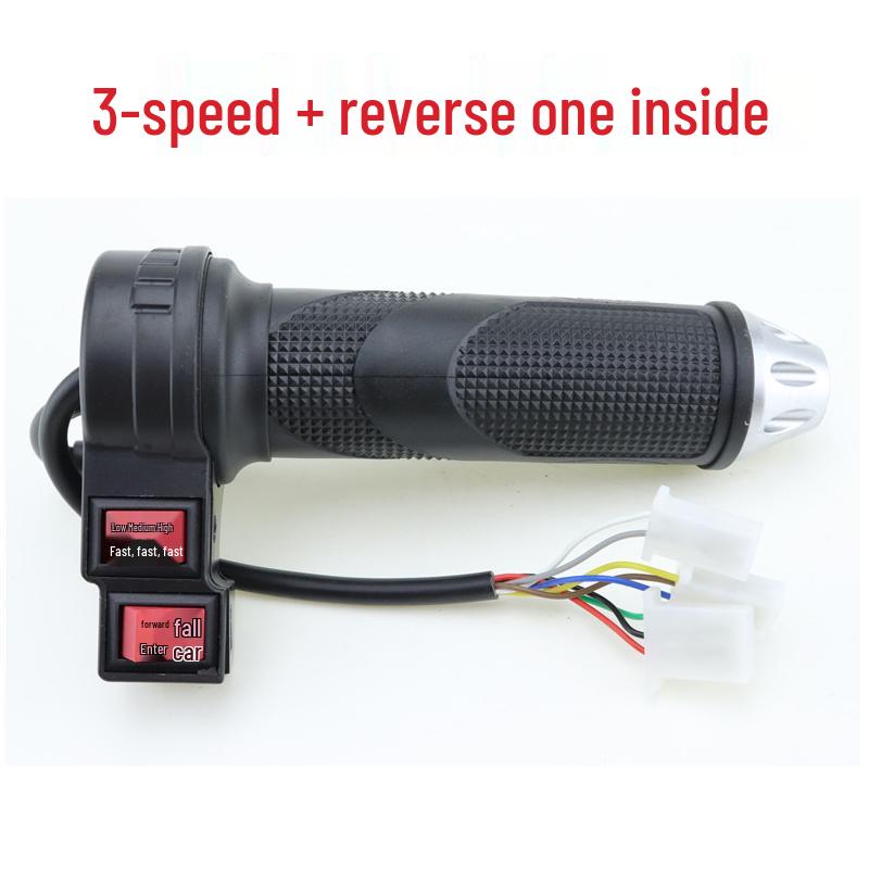 Accelerator Electric Universal Multifuncțional pentru Vehicule Electrice: Viteză inversă în trei trepte, Mâner rotativ pentru modificarea accelerației triciclului.