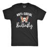 Mens Anti Social Butterfly T Shirt Funny Sarcastic T-shirt Offensive Skull