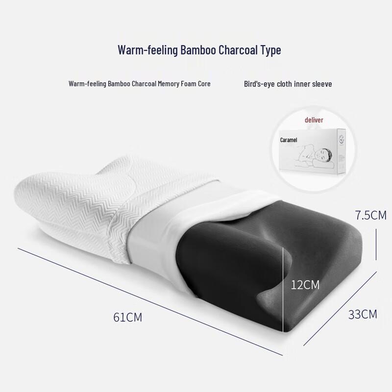 Jiaao Ergonomic Memory Foam Cervical Pillow with Temperature-Sensitive Bamboo Charcoal