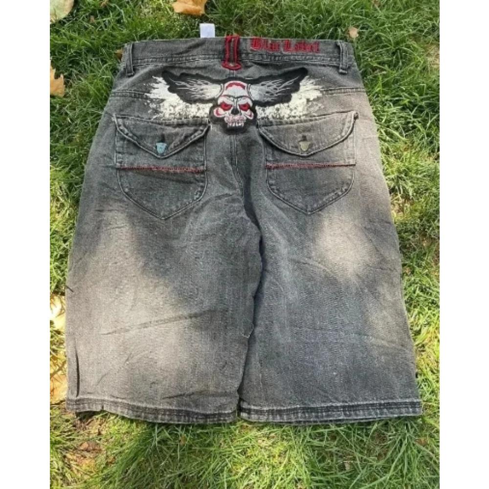 GLYDE Street Jeans New Fashion Oversized Embroidery Loose Denim Shorts Male Y2K Harajuku Retro Popular Casual High Waist Shorts Pants