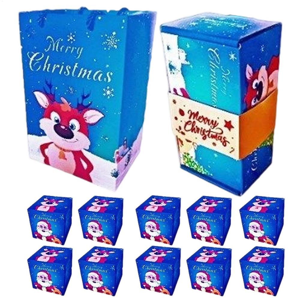 

Wrapped Christmas Boxes Merry Christmas Holiday Bag Cash Holder Box Empty Bag For Cookie Holiday Birthday Wedding Celebration A синій