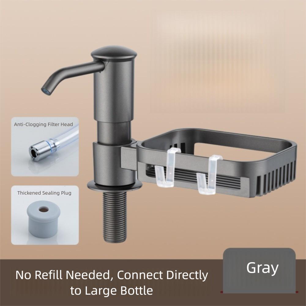 Under Sink Countertop Built-in Soap Dispenser with Extension Tube Press Pump Kitchen Soap Dispenser Filter Basket серый