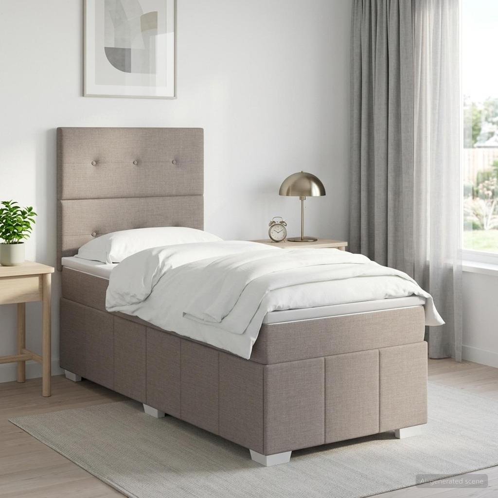Box Spring Bed with Mattress Taupe 100 x 200 cm Fabric