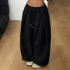 Pantalon Casual Uni pour Femme, Coupe Ample, Jambe Droite, avec Poches