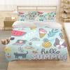 Cartoon King Queen Duvet Cover Cute Animals Bedding Set Kids Boys Girls Octopus Starfish Blue Soft 2/3pcs Polyester Quilt Cover