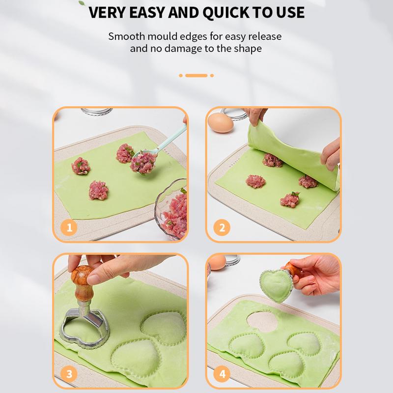 Cookie Mold Press Ravioli Stamp Maker With Wood Handle Ergonomic Dough Cutting Device Pasta Making Kit For Holidays Birthday