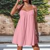 Women's Casual Loose Fit Sleeveless Tie Strap Dress Lightweight Breathable Fabric Summer Dress with Adjustable Shoulder Straps and Flared Hem
