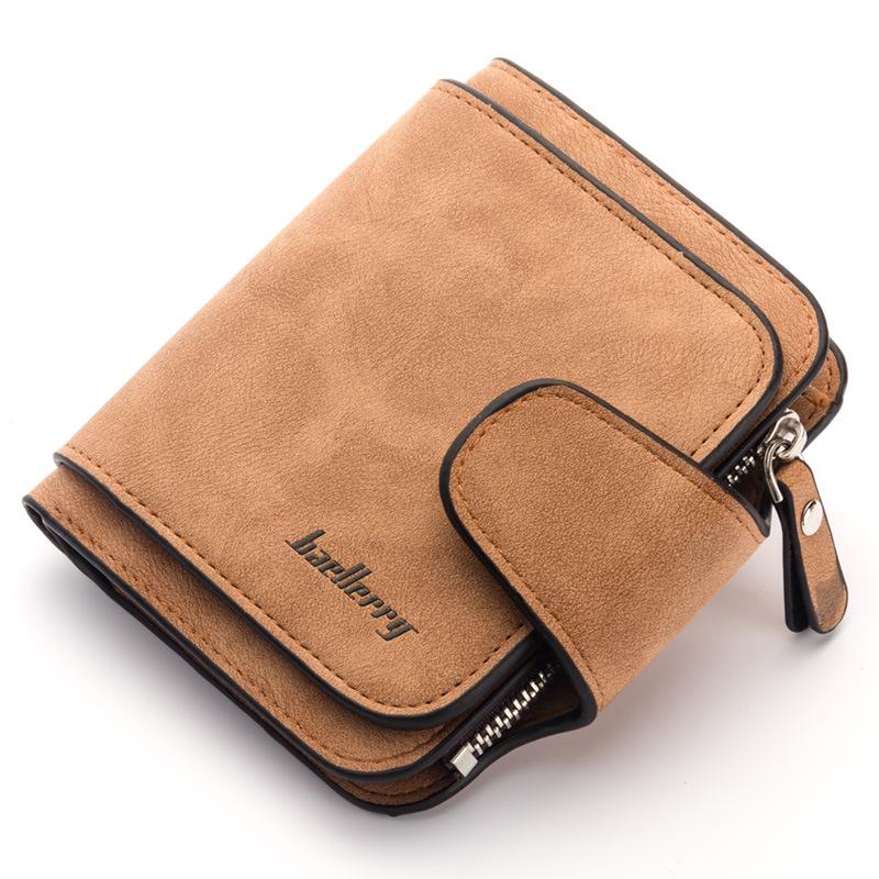Baellerry Women s Frosted Leather Wallet: Cute Coin Purse with Multiple Card Slots and Korean Buckle. коричневый
