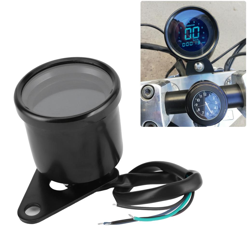 Motorcycle MultiFunctional Meter Tachometer Odometer Fuel Gauge Speedmeter 12V Universal(Black )