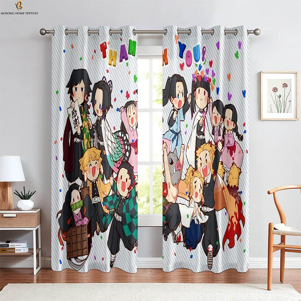 Anime Cartoon Printed Curtains Pink Japanese Curtains Suitable For Bedroom Living Room Kitchen Children's Room Curtains Window