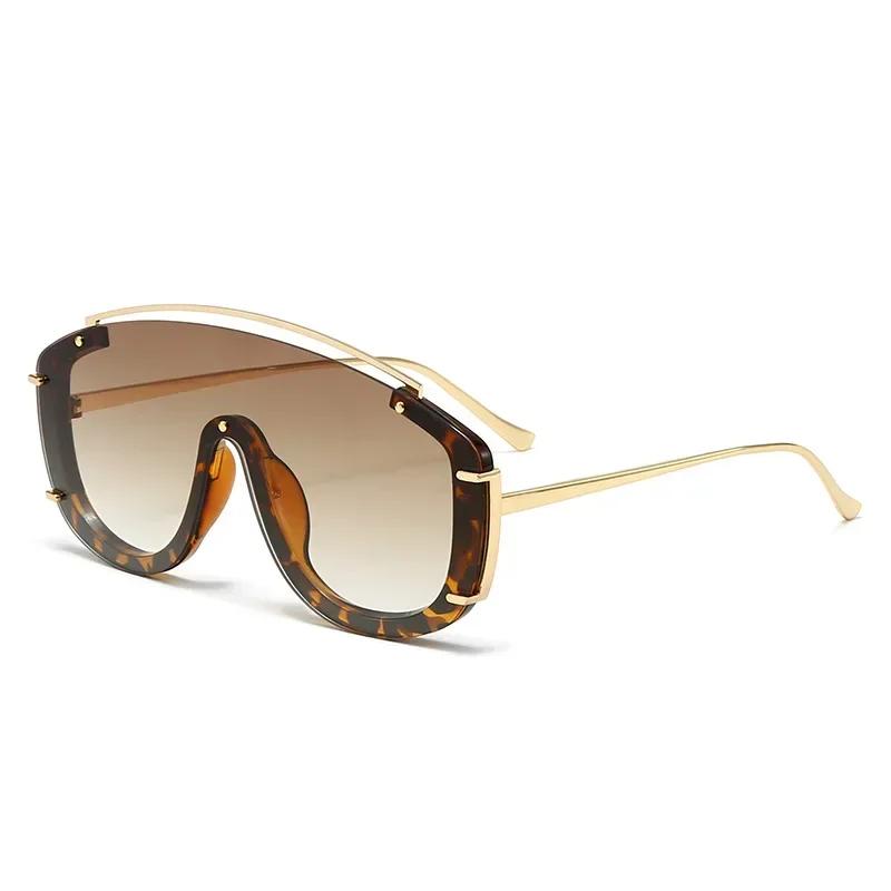 New Fashionable And Trendy Metal Frame Integrated Sunglasses Uv400 Neutral Personalized Outdoor Climbing Sunscreen Sunglasses