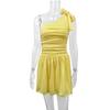 Summer new women's clothing hot-selling shoulder dress, European and American sexy solid color waist A-word short skirt