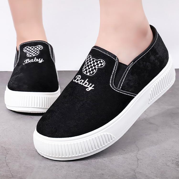 Damskie buty na wiosnę, buty na deskę, casualowe buty na płaskiej podeszwie, pojedyncze buty z motywem misia, jesienne buty z płótna, rozmiary 36-40