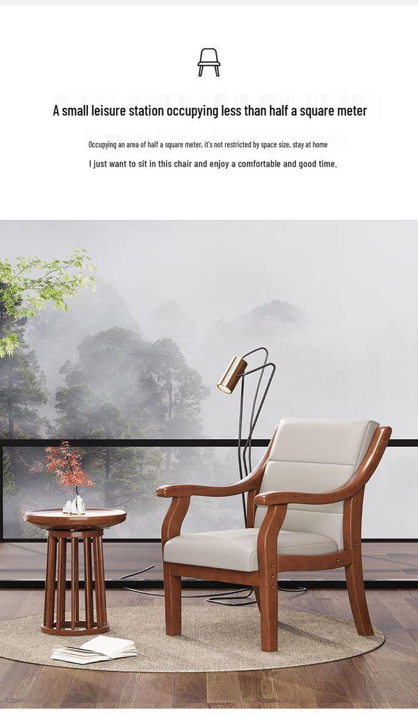 Retro Comfortable Chinese Solid Wood Armchair with Linen Fabric and Native Sponge Cushion.