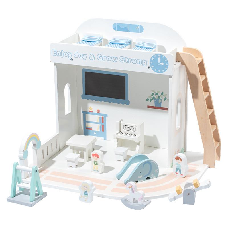 Wooden Children Toy Playground Scene Interactive Elements Hand Coordination Eye