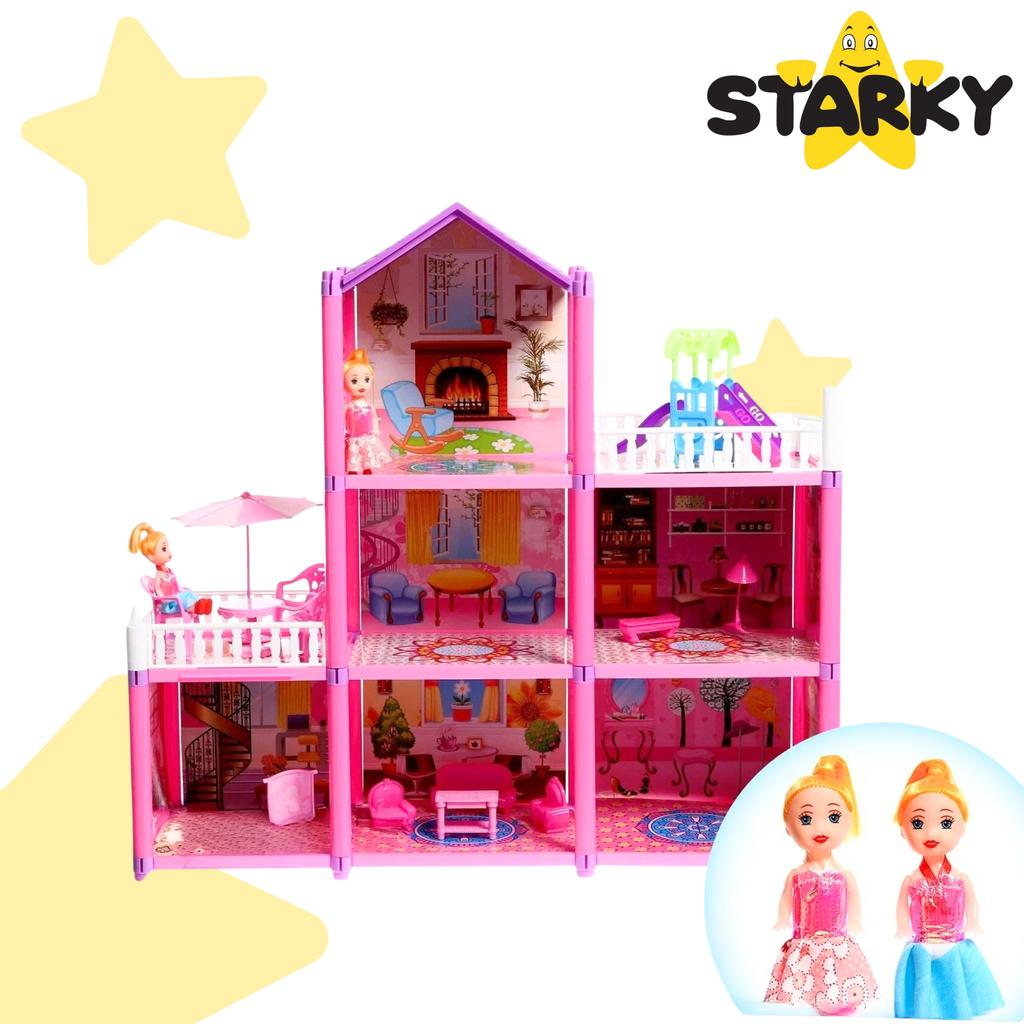 Dollhouse furniture accessories set 129 pcs villa pink gift for a girl