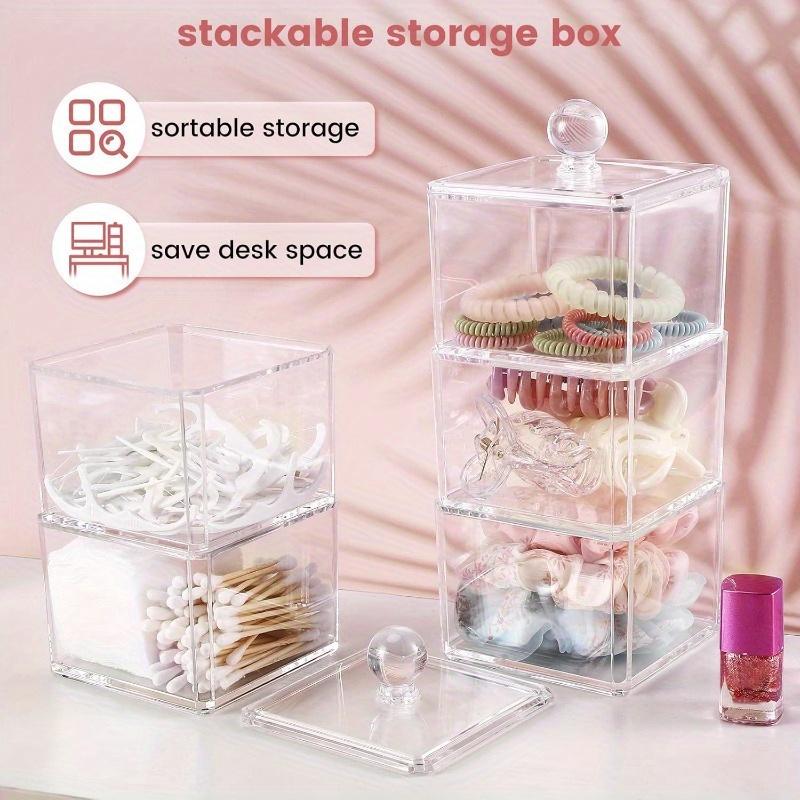 Hair Accessories Organizer for Girls, Clear 3 Stackable Acrylic Hair Tie Organizer for Headband, Bows, Cotton Swab Organization