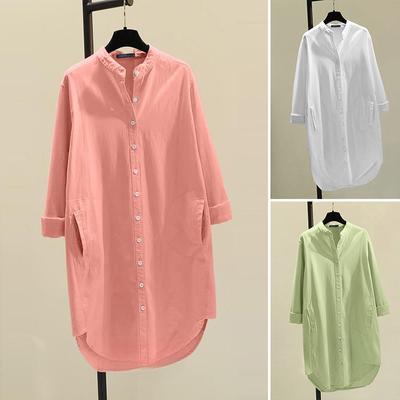 Fashion Cotton Women Long Sleeve Blouses Spring and Autumn Clothing New Korean Style Loose Plus Size Long Shirts Women Tops Solid Simple Blouse 26029