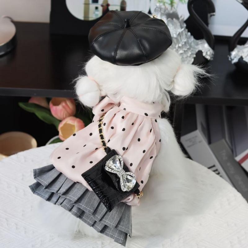 

Dog cat dress spring and summer thin pet clothes breathable lace polka dot skirt anti-hair loss cute wind XL chest 50 back 40 about 12-7 kg