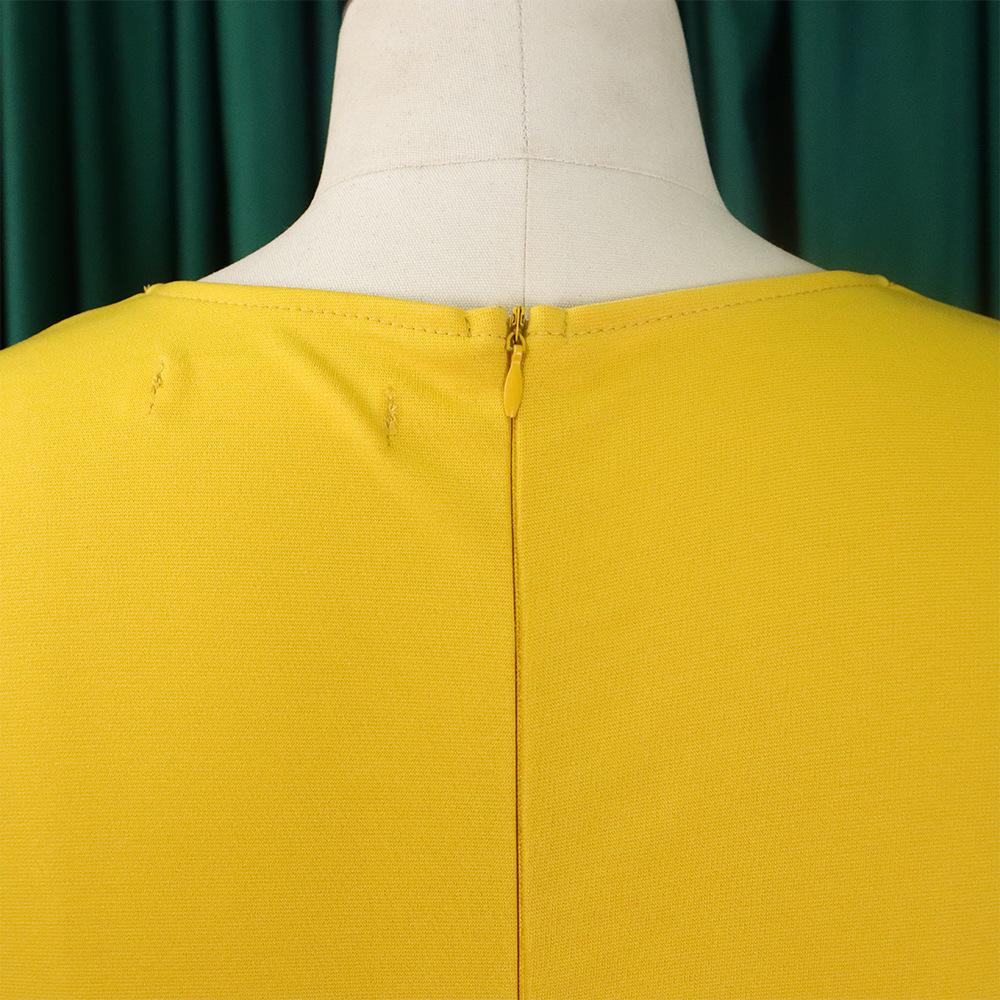 JKASHDK Damenmode Sommer Frühling Einfarbiger Druck Plus Size Kurzarm V-Ausschnitt Mittlere Taille Freizeitkleider