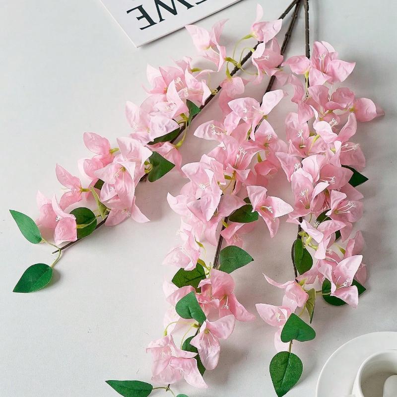 6pcs Artificial Flowers 31in Silk Bougainvillea Branches Faux Artificial Bougainvillea Floral Stems Long Plant Branches For Tall Vase Flower