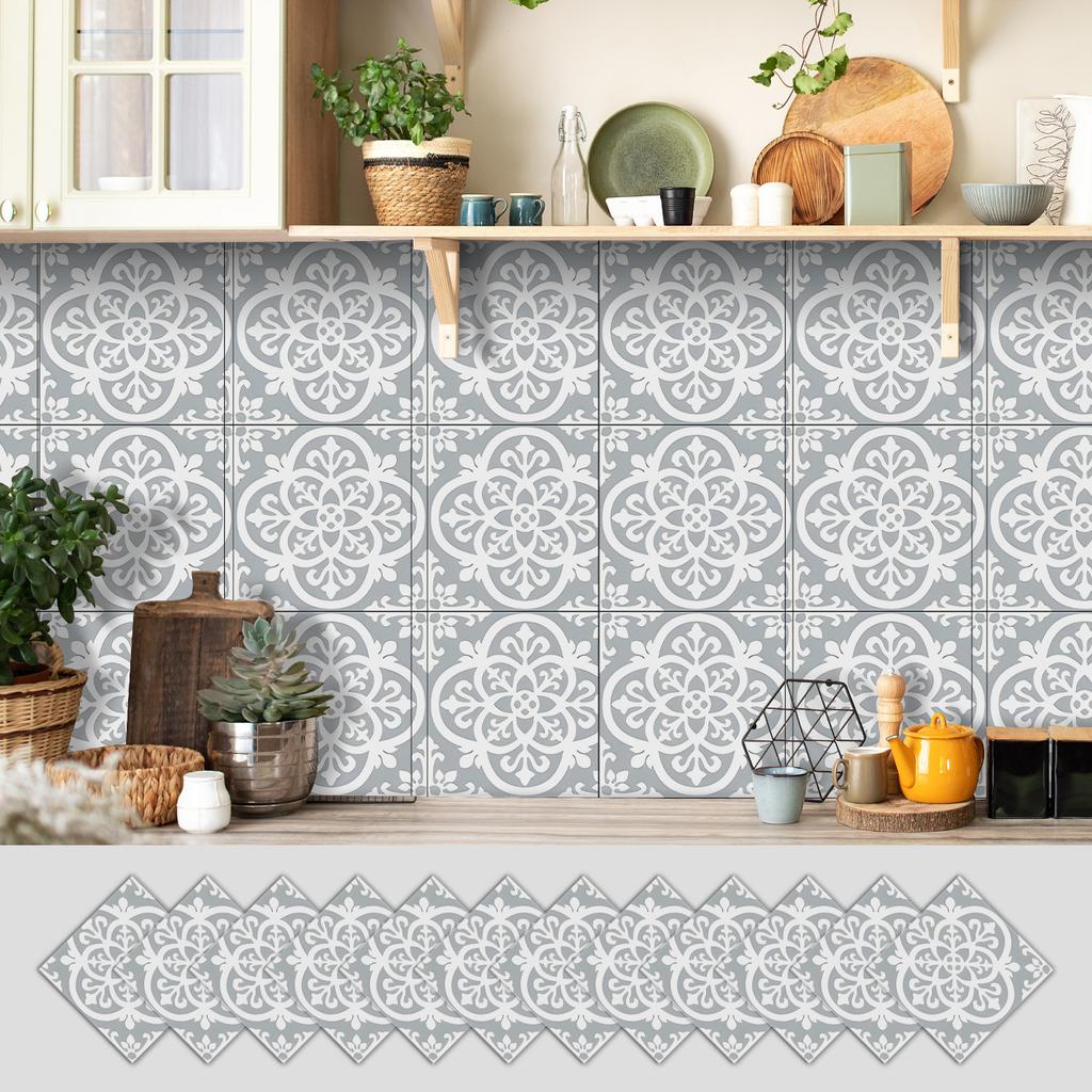 12 Self-adhesive Kitchen Waterproof and Oil-proof Wall Stickers, Bathroom Wall Decoration Renovation, Beautification Strong Wallpaper Stickers
