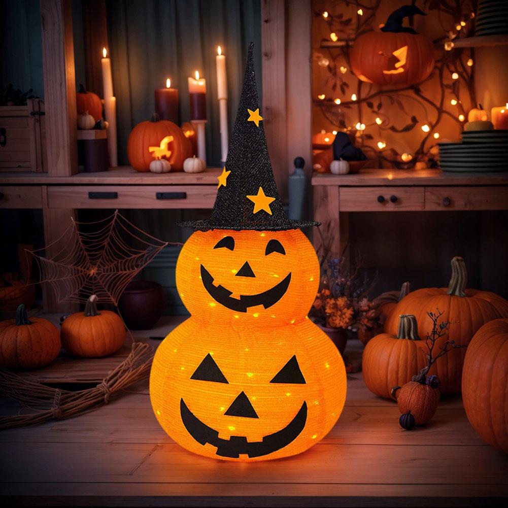 3FT Halloween Jack-o-Lantern Pumpkin Lights with 8 Lighted Mode Collapsible Pumpkin Lantern Novelty Lights Halloween Decor Props