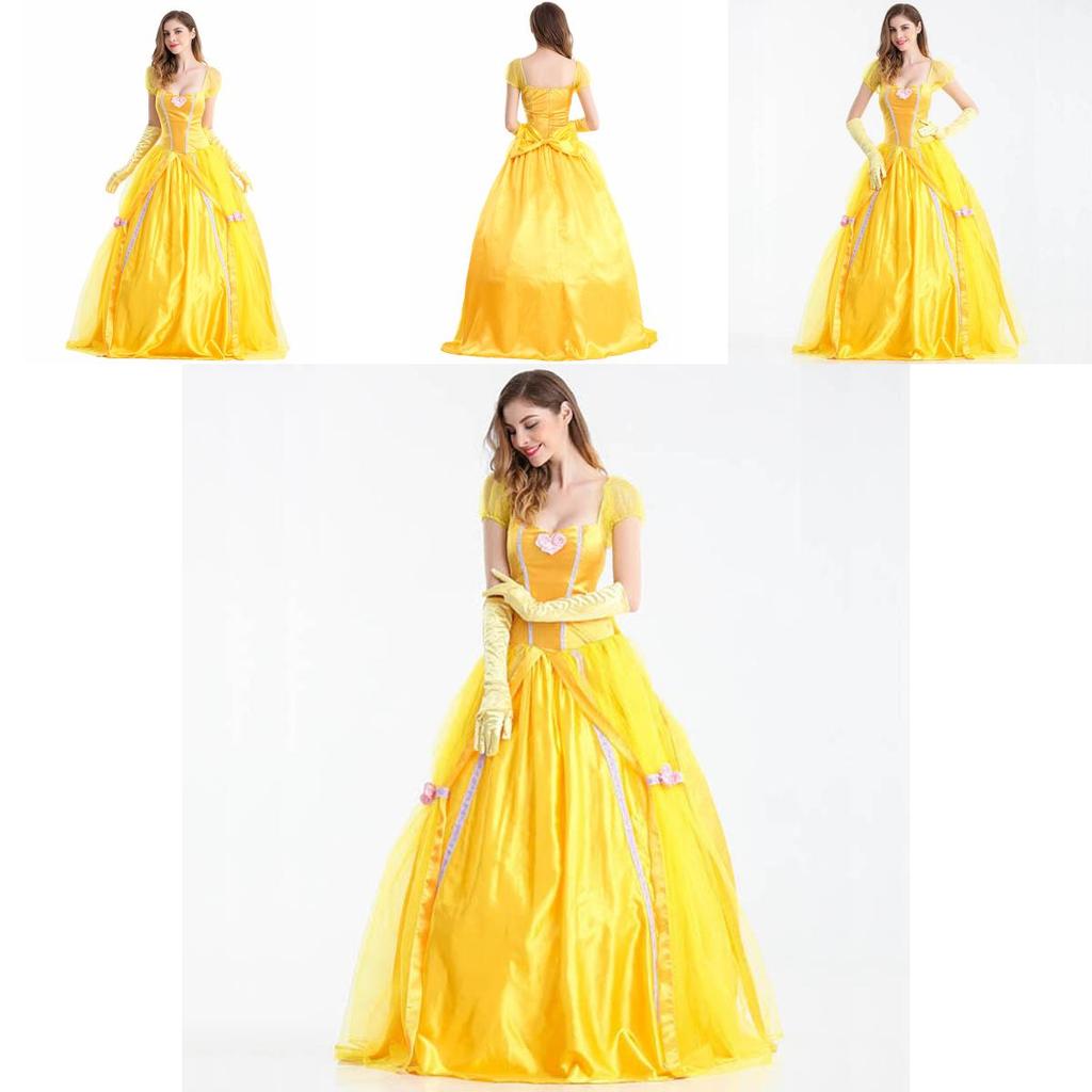 Elegant Layered Yellow Ball Gown Adults Beauty And The Beast Belle Costume