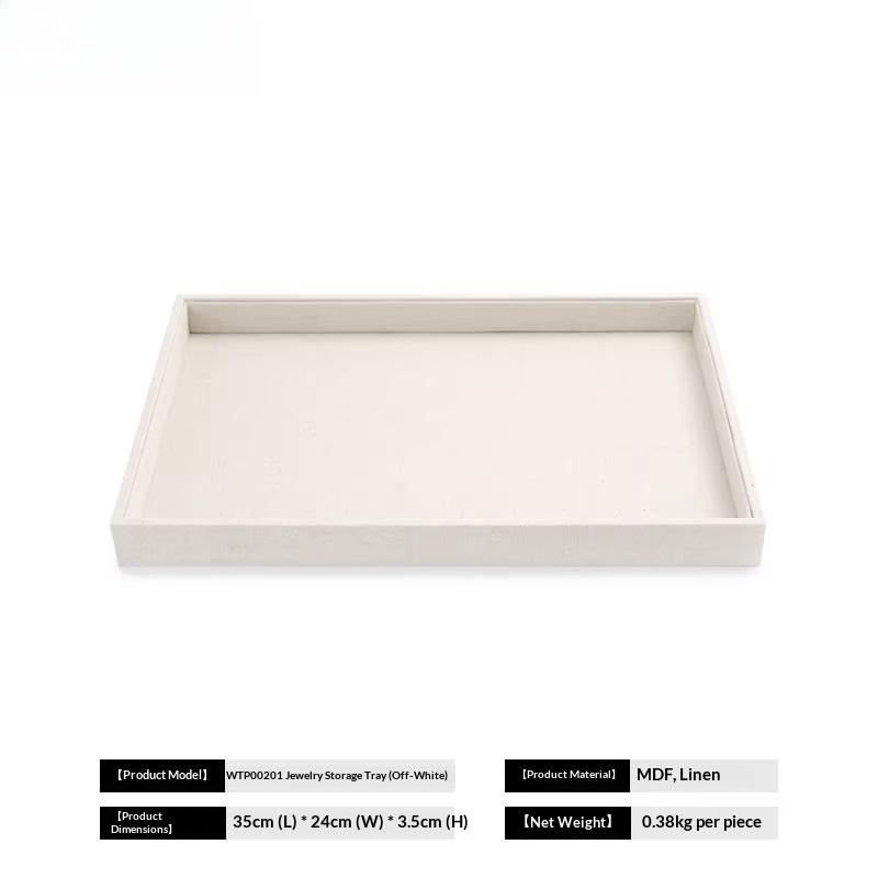 

French Linen Jewelry Display Tray, Pendant Necklace Ring Bracelet Showcase Tray for Boutique