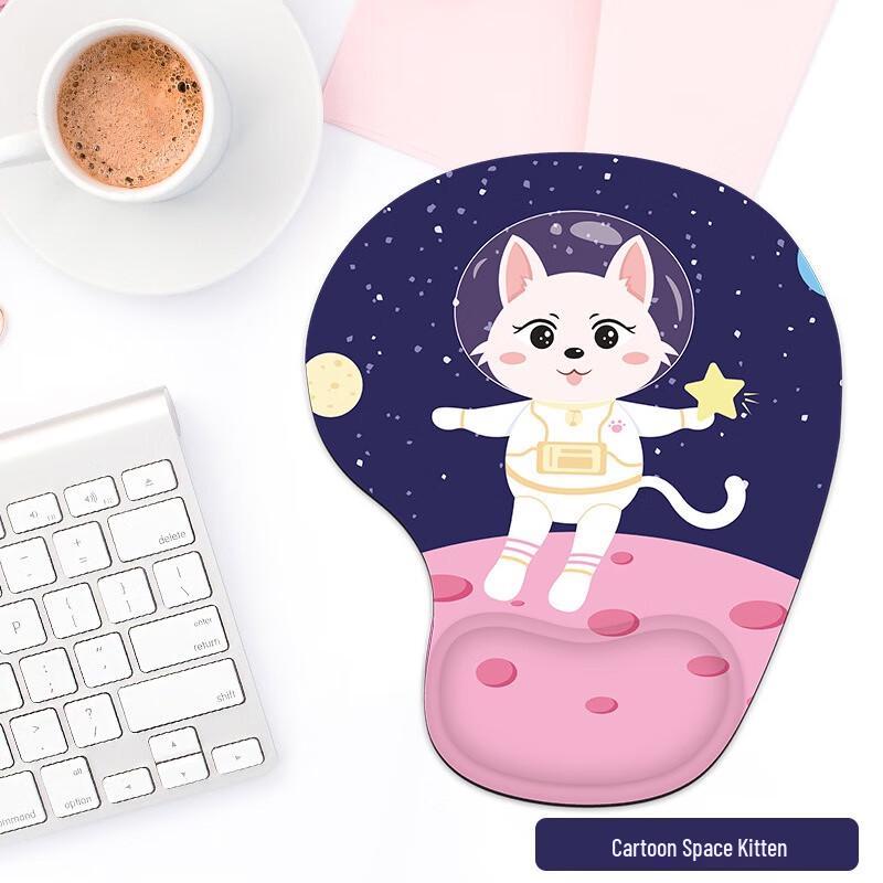 Cartoon Space Cat Mouse Pad with Wrist Rest