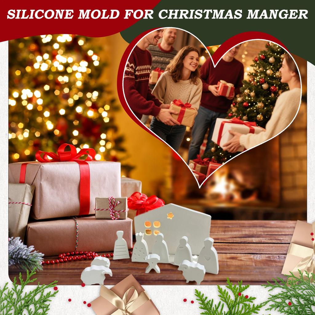 Christmas Nativity Silicone Molds Religious Jesus Mould Christmas Silicone Molds For Plaster Clay Scented Candles Halloween New