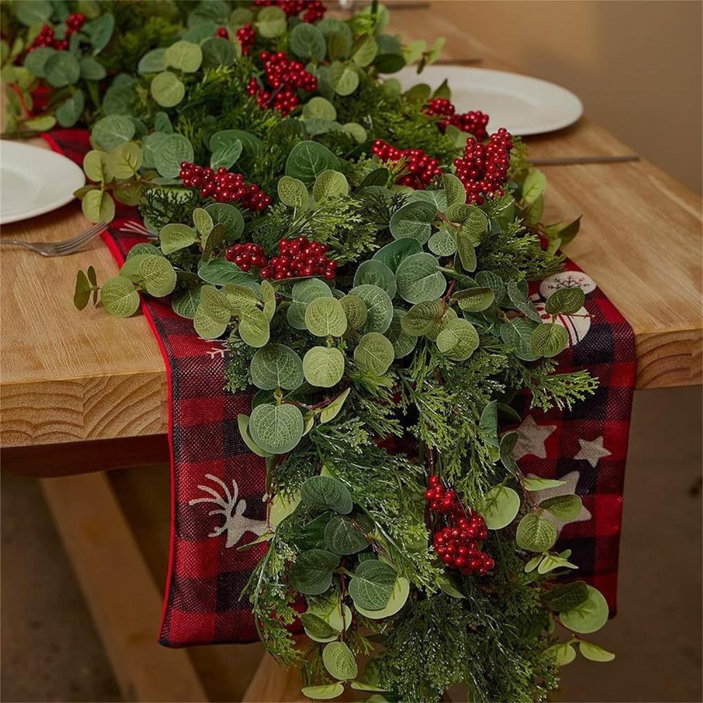 Christmas Decor 6.3ft Christmas Garland Artificial Berries Garland Holiday Decor