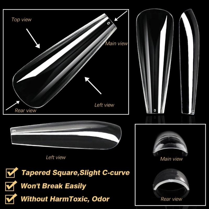 Clear Gel Nail Tips DIY Nail Extensions Transparent False Nails Art Decoration Long-Lasting Perfect for DIY Nail Art