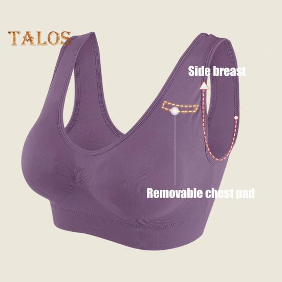Seamless Sports Bras for Women Large Size Wireless Brassiere Tank Top with Removable Pads Stretchy Yoga Bra