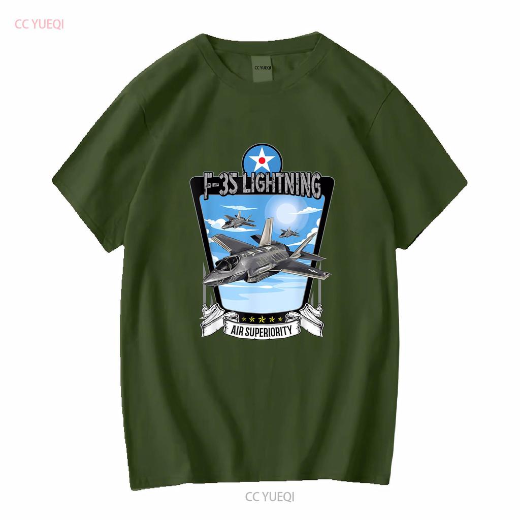 American Aircraft Stealth Fighter F35 lightning T Shirt long or short sleeves vintage Washed Versatile Casual streetwear Unisex