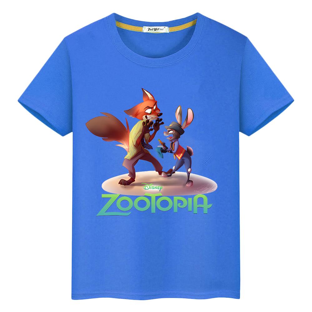T-Shirt für Kinder Junge 10 Jahre Zootopia 2 Druck 100% Baumwolle Anime Kurz Kawaii Oberteile Pride T-Shirt y2k One Piece Mädchenkleidung