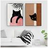 Abstract Boho Plant Leaf Cat Canvas Poster Wall Art Print Minimalist Animal Paintings for Living Room Decoration Gift