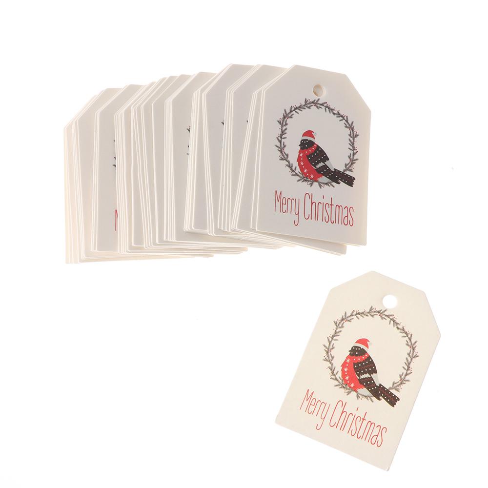 50PCS Party Cards Xmas Decoration Kraft Paper Hang Tags Gift Wrapping Christmas Labels Kraft Tag