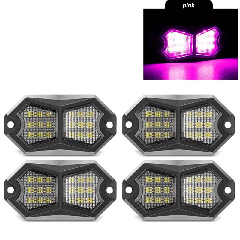 4PC 18LED Car LED Rock Light 12V 24V LED Underbody Light for Vehicle Off-Road Van Lorry RV Atmosphere Light Warning Signal Lamp