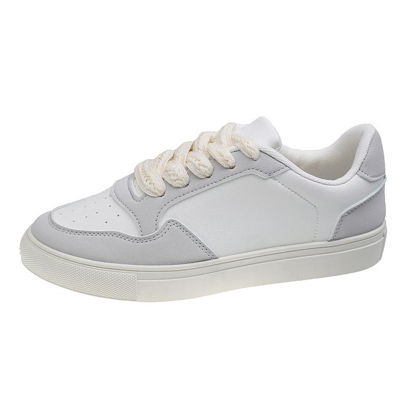 New spring and autumn color matching female couple white shoes sports and leisure board shoes lace-up women's shoes